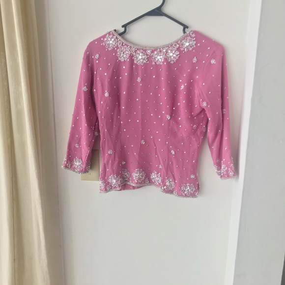 CORAL PINK SILK AND CRYSTAL LEHENGA WEDDING WEAR - Picture 2 of 2